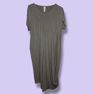 Wynne Layers Size Large Heather Gray Lagenlook Draped Dress Short Sleeve Layer